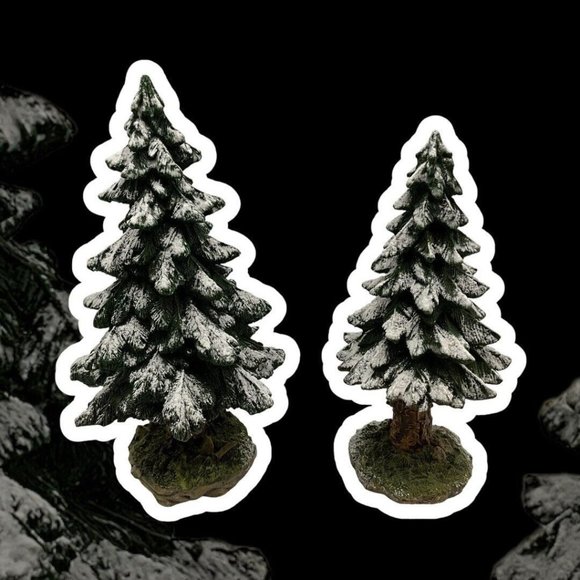 Dept 56 Village Vintage Snowy Scotch Pines Set of 2 Christmas Decor - Picture 9 of 14